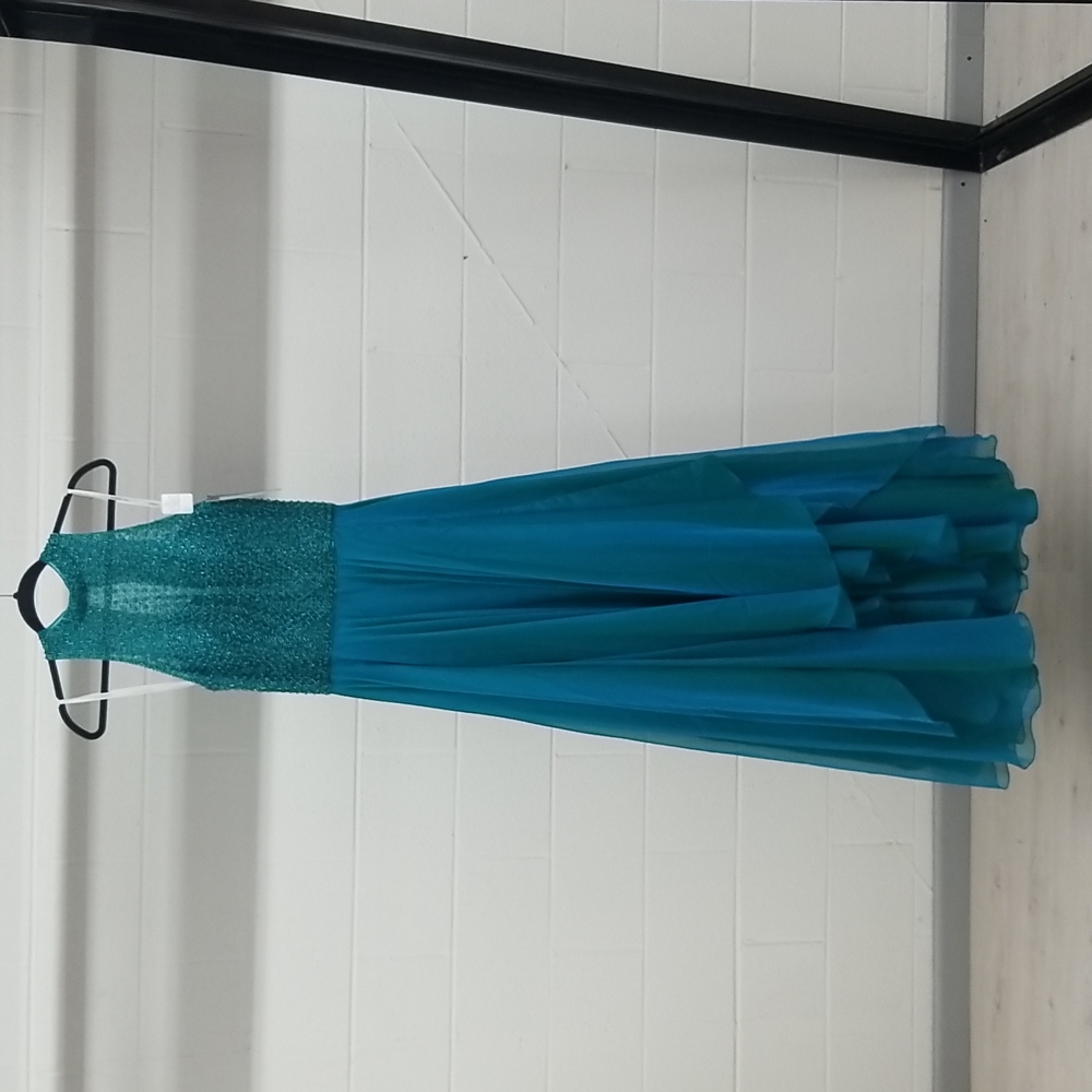 Sherri Hill Jade Chiffon Gown Beaded Top